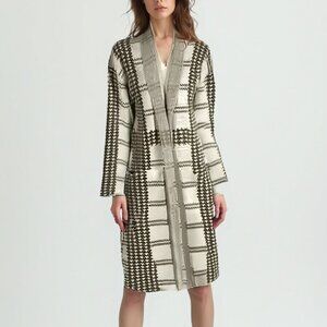 Guilty Plaid Open Front Long Cardigan Sweater S Cozy Neutral Academia ❤️